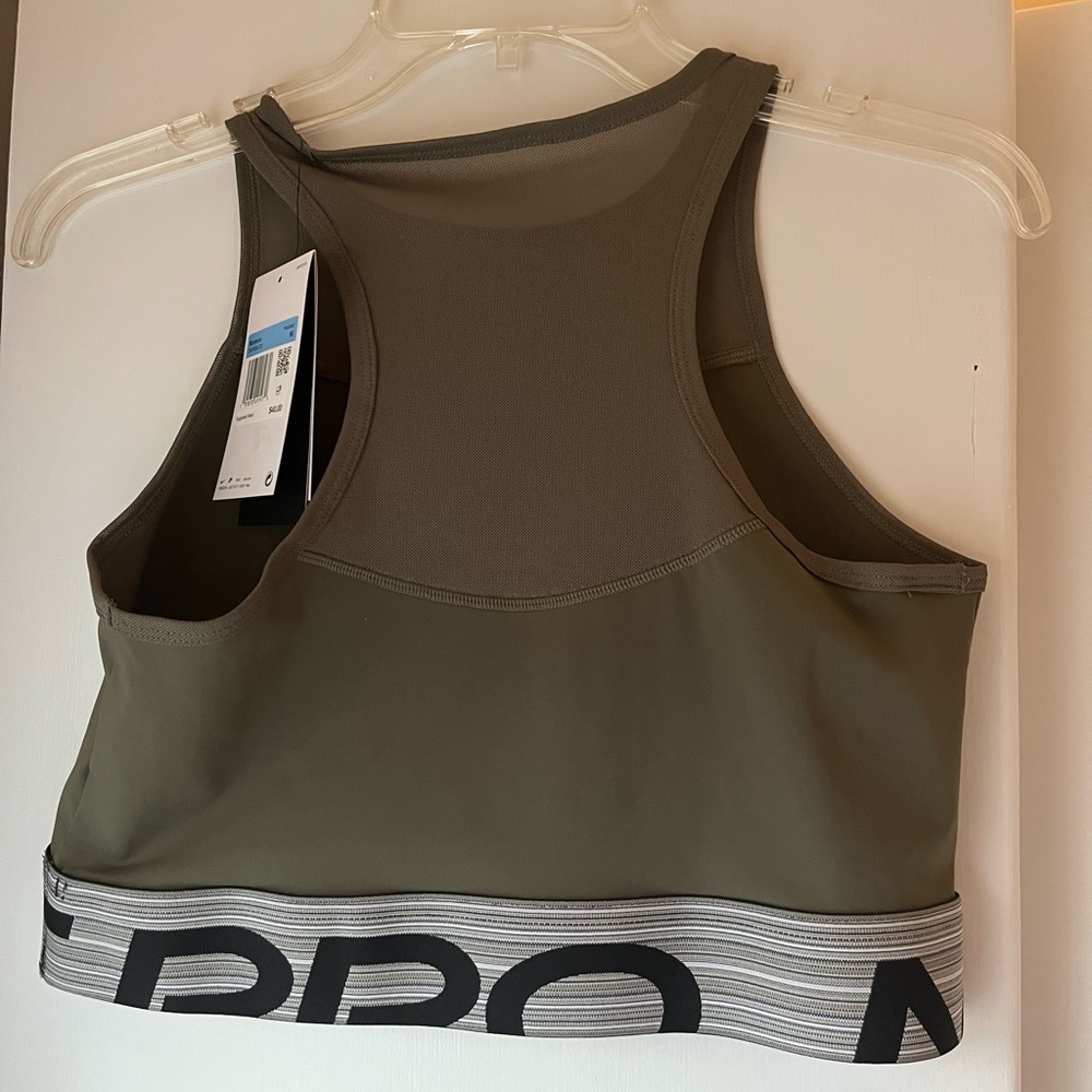 Nike Pro Sports Bra Olive Green and Black - Picture 3 of 11